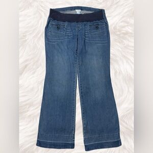 Motherhood Maternity Stretch Bootcut Trouser Jeans Dark Wash Long Inseam Large